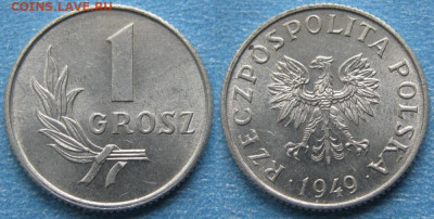 Монеты Польши 1923-1990г. - 14.95. -Польша 1 грош 1949    176-кл-7857