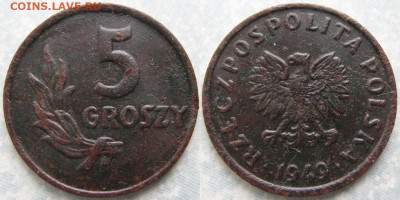 Монеты Польши 1923-1990г. - 14.101.-Польша 5 грошей 1949 Br     180-к49-8988