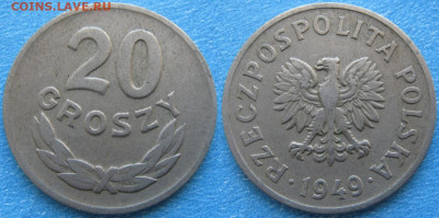 Монеты Польши 1923-1990г. - 14.106. -Польша 20 грошей 1949 Cu Ni     7776
