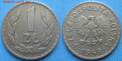 Монеты Польши 1923-1990г. - 14.112. -Польша 1 злотый 1949 Cu-Ni    3457