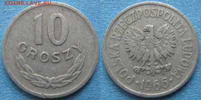 Монеты Польши 1923-1990г. - 14.114. -Польша 10 грошей 1966      8321