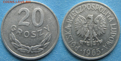 Монеты Польши 1923-1990г. - 14.115. -Польша 20 грошей 1965    7819
