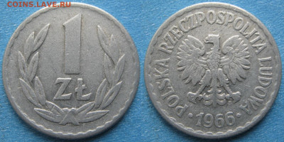 Монеты Польши 1923-1990г. - 14.117. -Польша 1 злотый 1966    8305