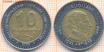 Уругвай 10 песо 2000 г., до 10.01.2020 г. 22.00 по Москве - Уругвай 10 песо 2000  6902