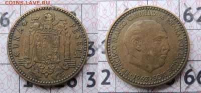 Испания 1 песета 1963 внутри ✰ 66 до 14.01 - 1 песета 66