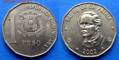 Доминикана - 1 песо 2002 года до 13.01 - Доминикана 1 песо, 2002