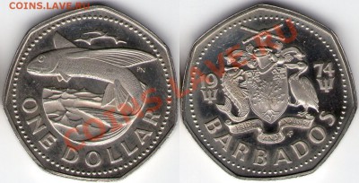 >L< Барбадос 1 доллар 1974 ПРУФ до 16.08.11 22:00 - Барб_100
