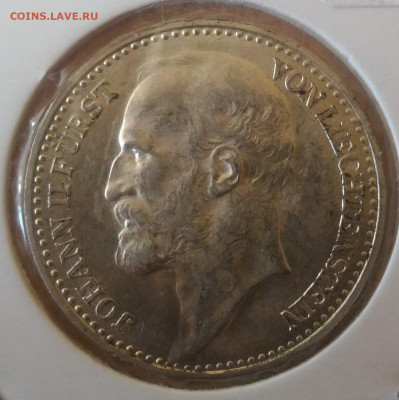 Лихтенштейн 1 крона 1910 предпродажная оценка - Лихтенштейн 1 крона 1910 аверс