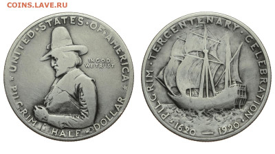США. 50 центов 1920 г. Прибытие пилигримов. До 15.01.20. - Р129.JPG