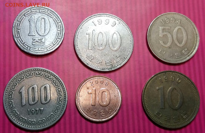 10,10,10,50,100,100 вон 1959-08. Корея.  До 17.01.20 в 22.15 - 2020-01-11 23.58.30