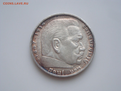 Третий Рейх, 5 Марок 1939 "J", Гинденбург, до 17.01 - 1939J (2)