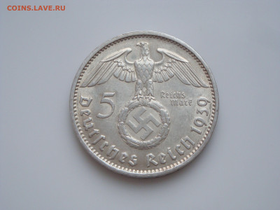 Третий Рейх, 5 Марок 1939 "J", Гинденбург, до 17.01 - 1939J (1)