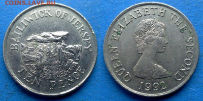 Джерси - 10 пенсов 1992 года до 21.01 - Джерси 10 пенсов, 1992