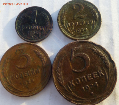 1,2,3,5 копеек 1924 на оценку. - яяя13