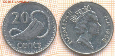 Фиджи 20 центов 1998 г., до 22.01.2020 г. 22.00 по Москве - Фиджи 20 центов 1989  7434
