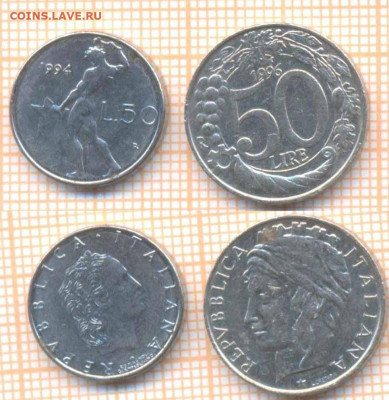 Италия 50 лир 1994,1996 г., до 23.01.2020 г. 22.00 по Москве - Италия 50 лир 1994 1996 8721