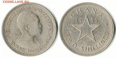 Гана - Гана 2 шиллинга 1958 KM-6 317
