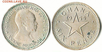 Гана - Гана 6 пенсов 1958 KM-4 74