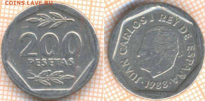 Испания 200 песет 1988 г., до 27.01.2020 г. 22.00 по Москве - Испания 200 песет 1988  7436