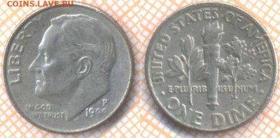 США 10 центов 1999 Р г., до 27.01.2020 г. 22.00 по Москве - США 10 центов 1999 8749