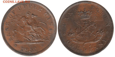 Банковские токены Канады. Описание, типы, разновидности. - token-upper-canada-bank-penny-1850-ms60-g-1