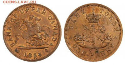 Банковские токены Канады. Описание, типы, разновидности. - token-upper-canada-bank-penny-1854-g