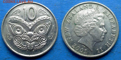 Новая Зеландия - 10 центов 2001 года до 27.01 - Новая Зеландия 10 центов, 2001