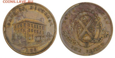 Банковские токены Канады. Описание, типы, разновидности. - token-montreal-bank-penny-1839-g
