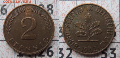 Германия 2 пфеннига 1962 D до 26.01 - ГДР 2пф 62
