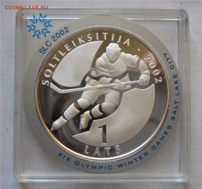 ЛАТВИЯ 1 лат 2001. ПРУФ. Хоккей. Серебро 31.47 гр. 27.01. - 051.JPG