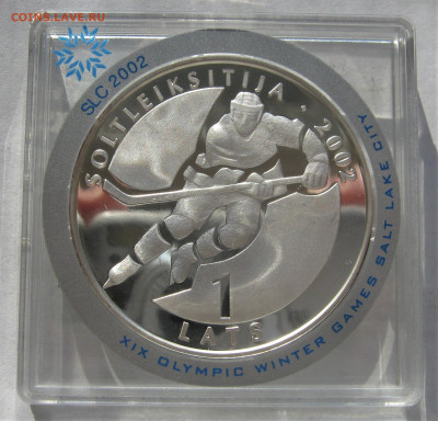 ЛАТВИЯ 1 лат 2001. ПРУФ. Хоккей. Серебро 31.47 гр. 27.01. - 042.JPG