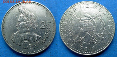 Гватемала - 25 сентаво 2011 года до 27.01 - Гватемала 25 сентаво, 2011