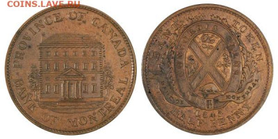 Банковские токены Канады. Описание, типы, разновидности. - token-montreal-bank-half-penny-1845-g
