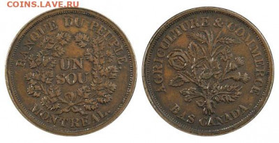 Банковские токены Канады. Описание, типы, разновидности. - token-people-peuple-1-sou-1838-g