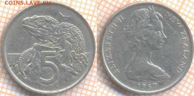 Новая Зеландия 5 центов 1967 г., до 28.01.2020 г. 22.00 по М - Новая Зеландия 5 центов 1967 8759