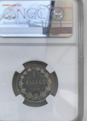 1 марка 1908 г , для Финляндии, NGC MS 61 - D0F6612F-F2C4-4753-AC83-54F121021D65