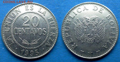 Боливия - 20 сентаво 1995 года до 29.01 - Боливия 20 сентаво, 1995