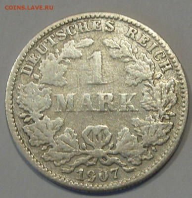1 марка 1907 E. Серебро. - 1 марка 1907 E - 1