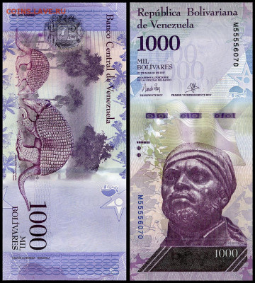Венесуэла 1000 боливаров 2017 г.  UNC. до 29.01. в 22:00 мск - 1000---2017