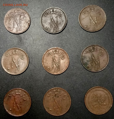 5 пенни Русская Финляндия 1899-1917, 9 монет  27.01,23-59м - IMG_20200124_232025