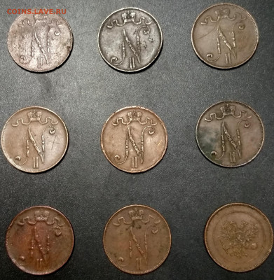 5 пенни Русская Финляндия 1899-1917, 9 монет  27.01,23-59м - IMG_20200124_232023