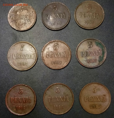 5 пенни Русская Финляндия 1899-1917, 9 монет  27.01,23-59м - IMG_20200124_231934