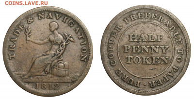 Канада токен 1837 - 38 ;1850 ; 1844. - Англия Токен 1-2 пенни 1812 ЧИСТАЯ МЕДЬ ЛУЧШЕ БУМАГИ