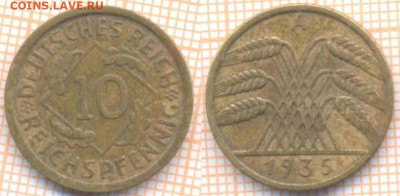 Германия 10 рейхспфеннигов 1935А г., до 29.01.2020 г. 22.00 - Германия 10 рейхспфеннигов 1935 8795
