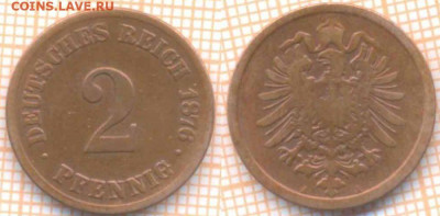 Германия 2 пфеннига 1876А г., до 29.01.2020 г. 22.00 по Моск - Германия 2 пфеннига 1876 8804