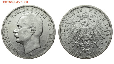 Баден. 3 марки 1908 г. Фридрих II. До 29.01.20. - DSH_6451.JPG