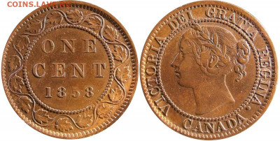 Канада. Монеты периода правления королевы Виктории 1858-1901 - image-1-cent-1858-g