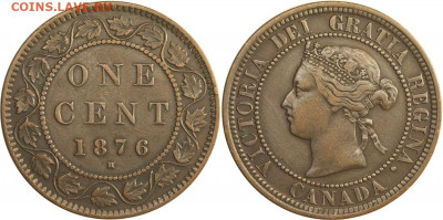 Канада. Монеты периода правления королевы Виктории 1858-1901 - image-1-cent-1876-g
