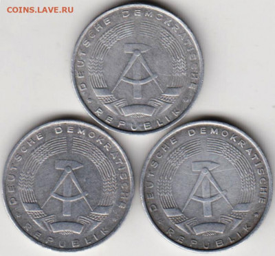 ГДР 5 пфеннигов 1968 г. 3 шт. до 24.00 03.02.20 г. - 009