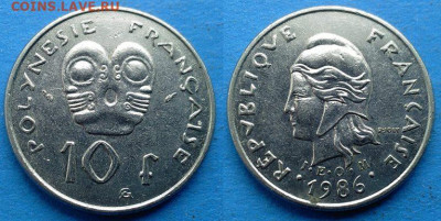 Французская Полинезия - 10 франков 1986 года до 2.02 - Французская Полинезия 10 франков, 1986
